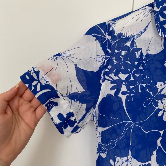 J Crew Short-Sleeve Pajama Top in Blue Floral - Picture 4 of 8